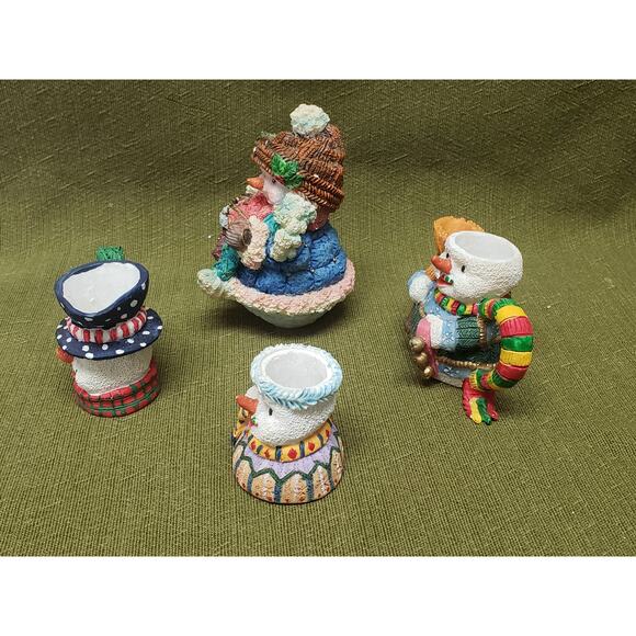 Festive Holiday 4 Piece Snowman Miniature Figurines - Beautiful Christmas Decor - Picture 4 of 9